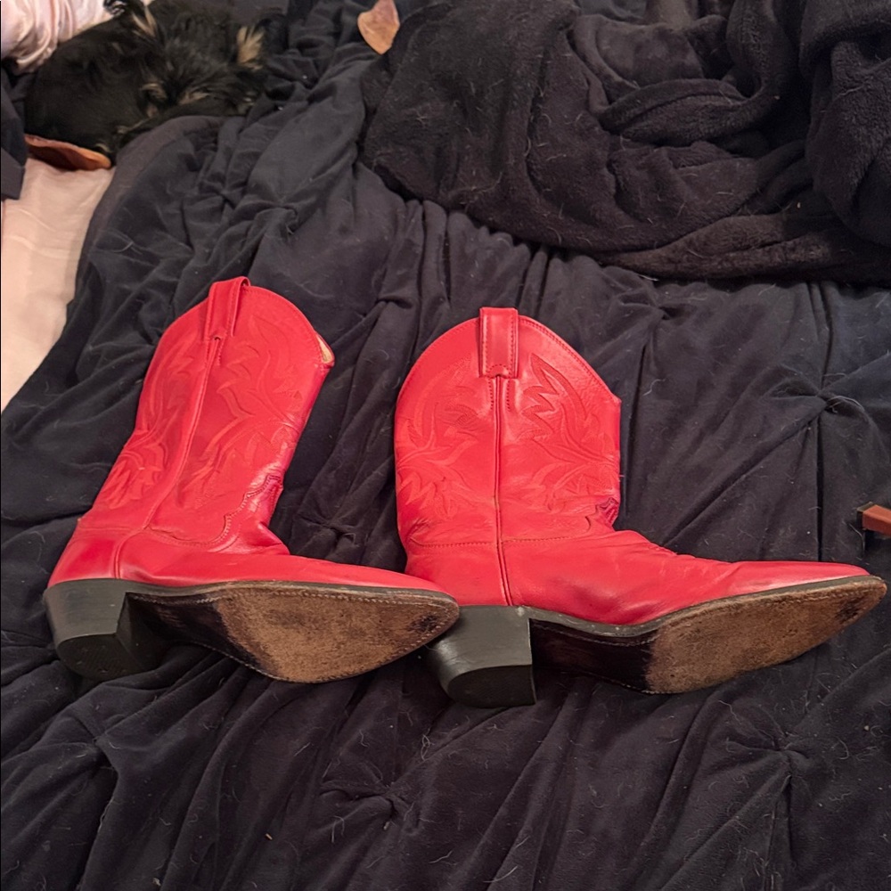 Justin Boots Red Heeled Western Boots Size 8